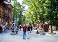 Zakopane, Poland - August 24, 2015: People walking on the Krupowki street.